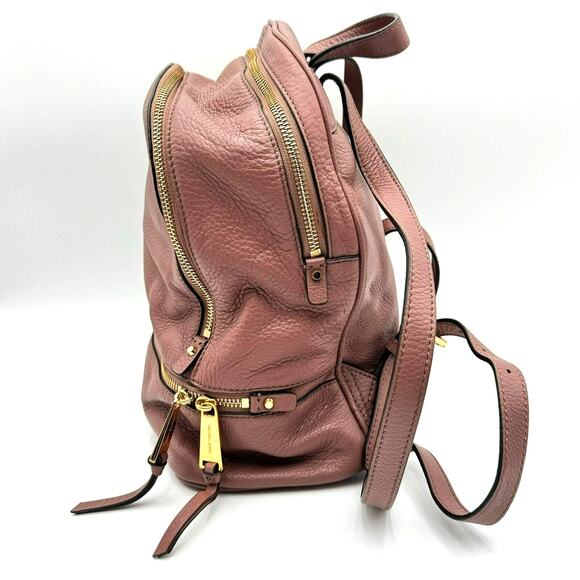 MICHAEL KORS Dusky Rose Rhea Zip Medium Leather Backpack Purse Adjustable Straps - Picture 4 of 12